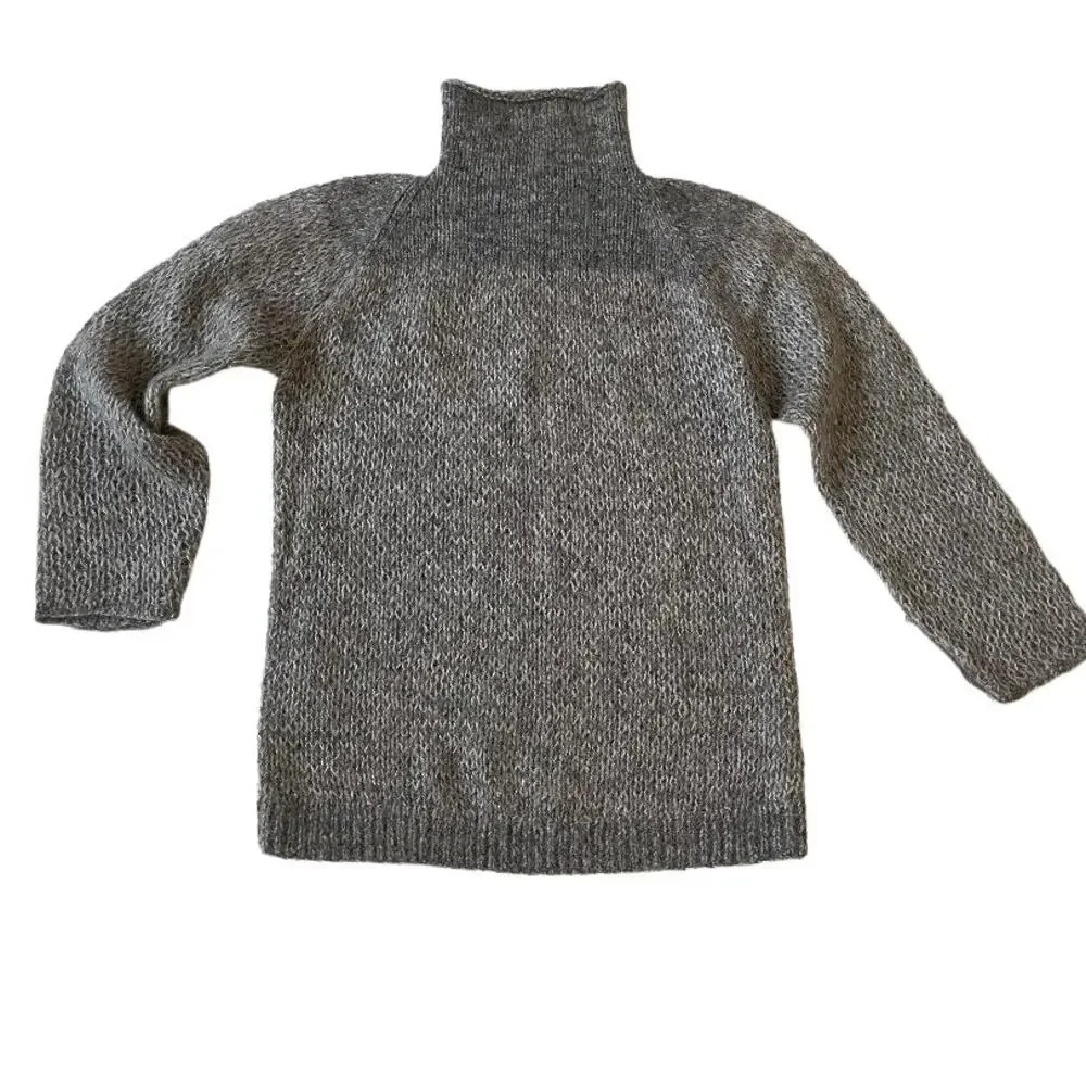 DKNY Women Gray/Brown Wool Blend Turtleneck Sweater Long Sleeve‎ Size S